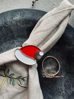 Servietringe med Nissehue - Pakke med 4 stk