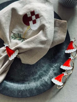 Servietringe med Nissehue - Pakke med 4 stk