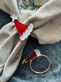 Servietringe med Nissehue - Pakke med 4 stk