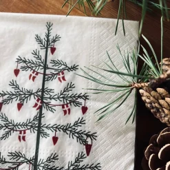 Servietter 20 stk – Hvid med Juletræ Nostalgi