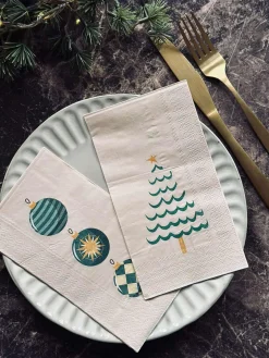 Servietter Jul - 20stk. Petrol / sand