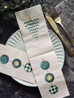 Servietter Jul - 20stk. Petrol / sand