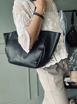 Shopper Aura – Soft black leather