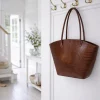 Shopper croco i skind - Cognac