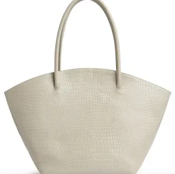Shopper croco i skind - Sand