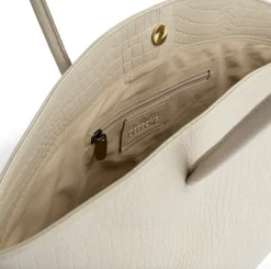 Shopper croco i skind - Sand