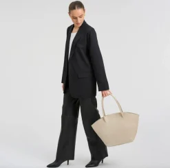 Shopper croco i skind - Sand