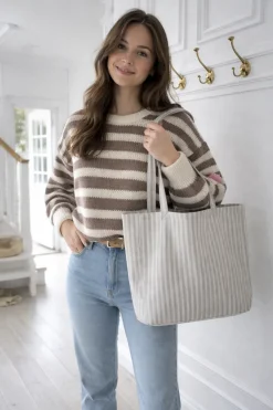 Shopper Grå striber