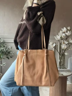 Shopper i blød skindkvalitet - Sand