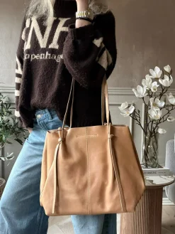 Shopper i blød skindkvalitet - Sand