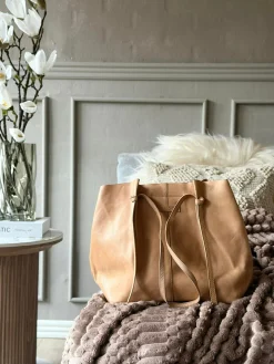 Shopper i blød skindkvalitet - Sand