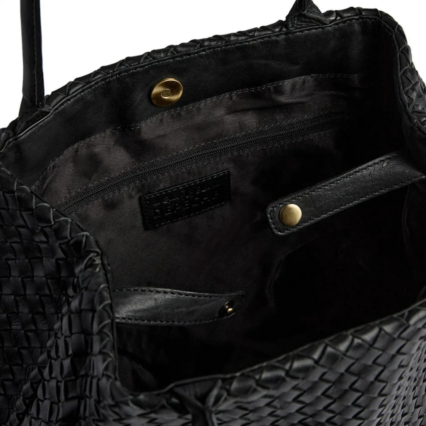 Shopper i flettet skind - Black