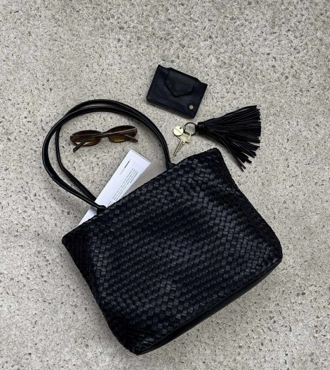 Shopper i flettet skind - Black