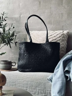 Shopper i flettet skind - Black