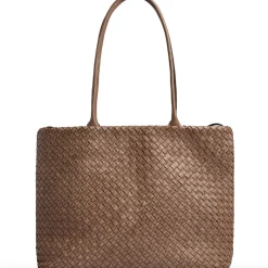 Shopper i flettet skind - Dark taupe