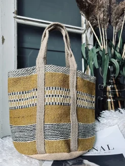 Shopper i kraftig Jute - Sennep