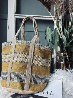 Shopper i kraftig Jute - Sennep