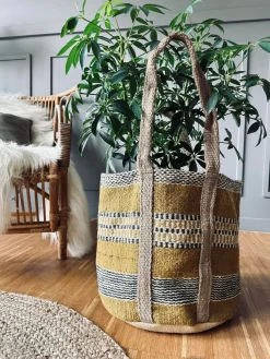 Shopper i kraftig Jute - Sennep