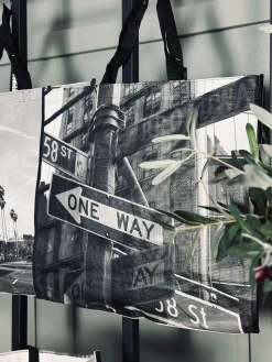 Shopper m. motiv - grå mix