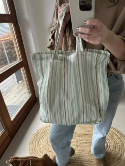 Shopper Stribet grøn