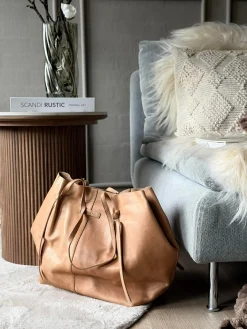 Shopper XL i blød skindkvalitet - Sand