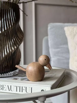 Siddende Fugl - Amber Brun Stor