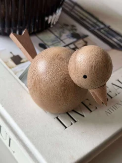 Siddende Fugl - Amber Brun Stor