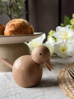 Siddende Fugl - Amber Brun Stor