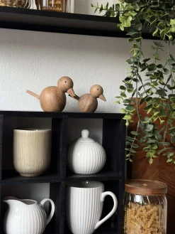 Siddende Fugl - Amber Brun Stor