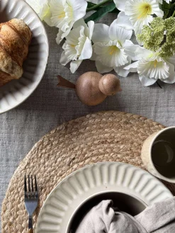 Siddende Fugl - Amber Brun Stor