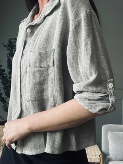 Skjorte Milla - Hørmix kaki