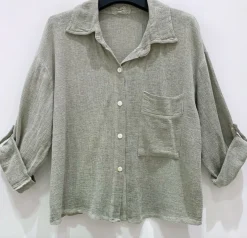 Skjorte Milla - Hørmix kaki