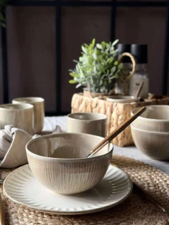 Skål Lydia keramik - Sæt med 4 stk Beige