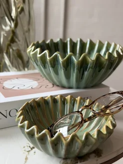 Skål Plissé Grøn - Flere størrelser