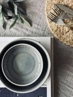 Skål VIGA strib stentøj - Blå 16cm