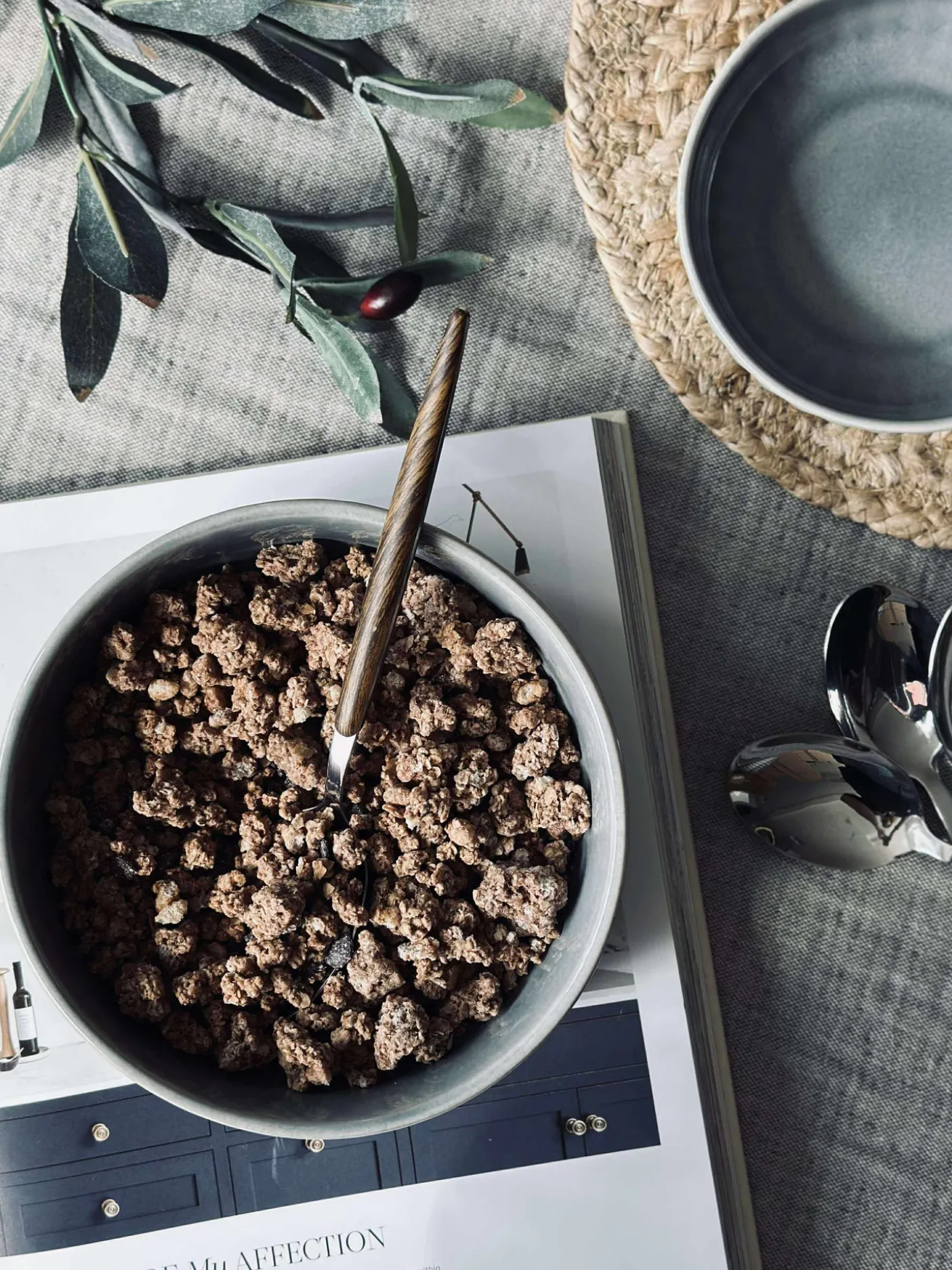 Skål VIGA strib stentøj - Blå 16cm