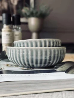 Skål VIGA strib stentøj - Blå