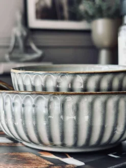 Skål VIGA strib stentøj - Grå