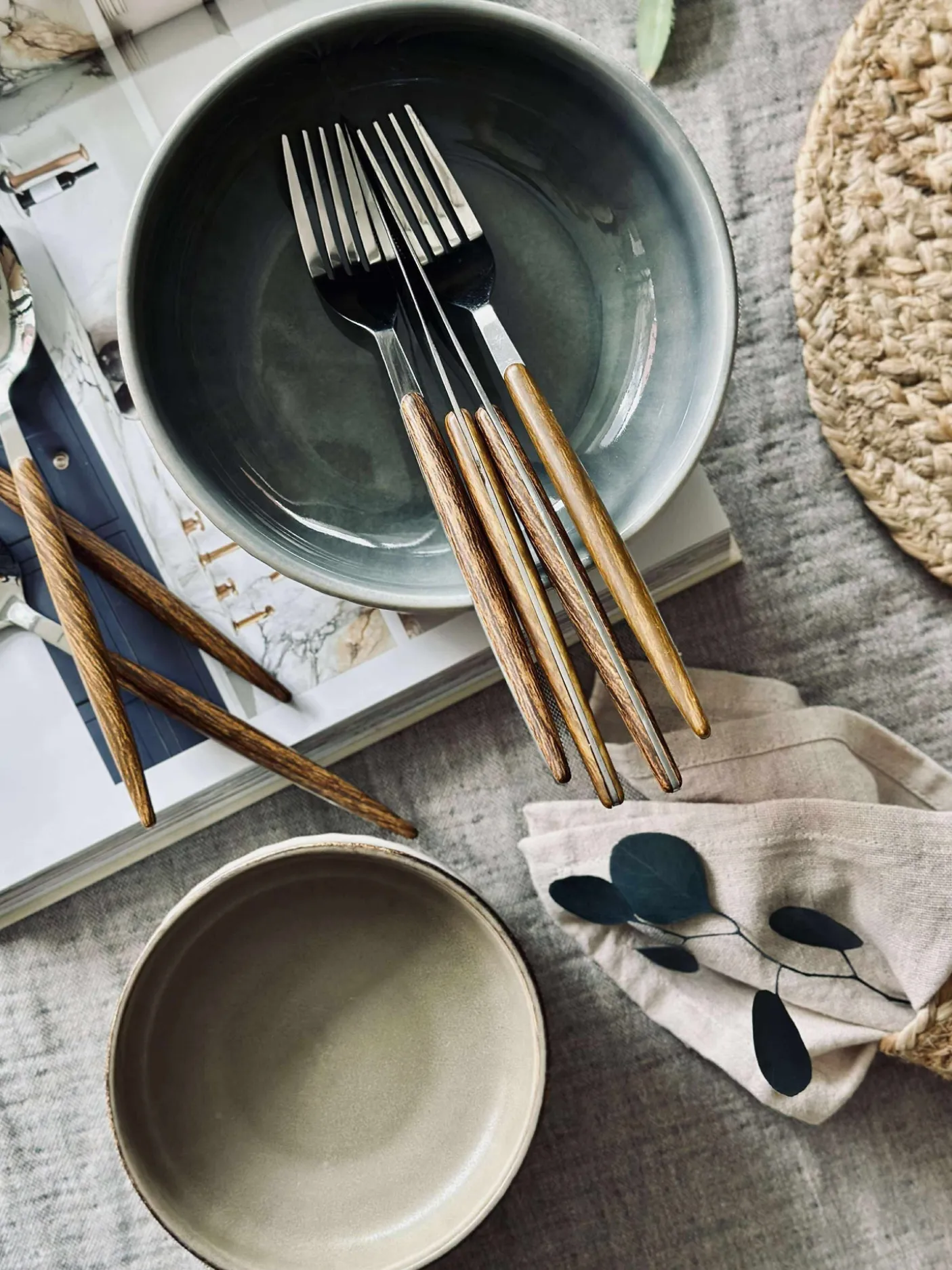 Skål VIGA strib stentøj - Mat brun 12cm