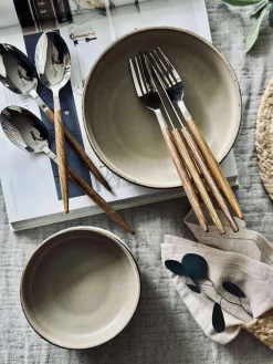 Skål VIGA strib stentøj - Mat brun 12cm