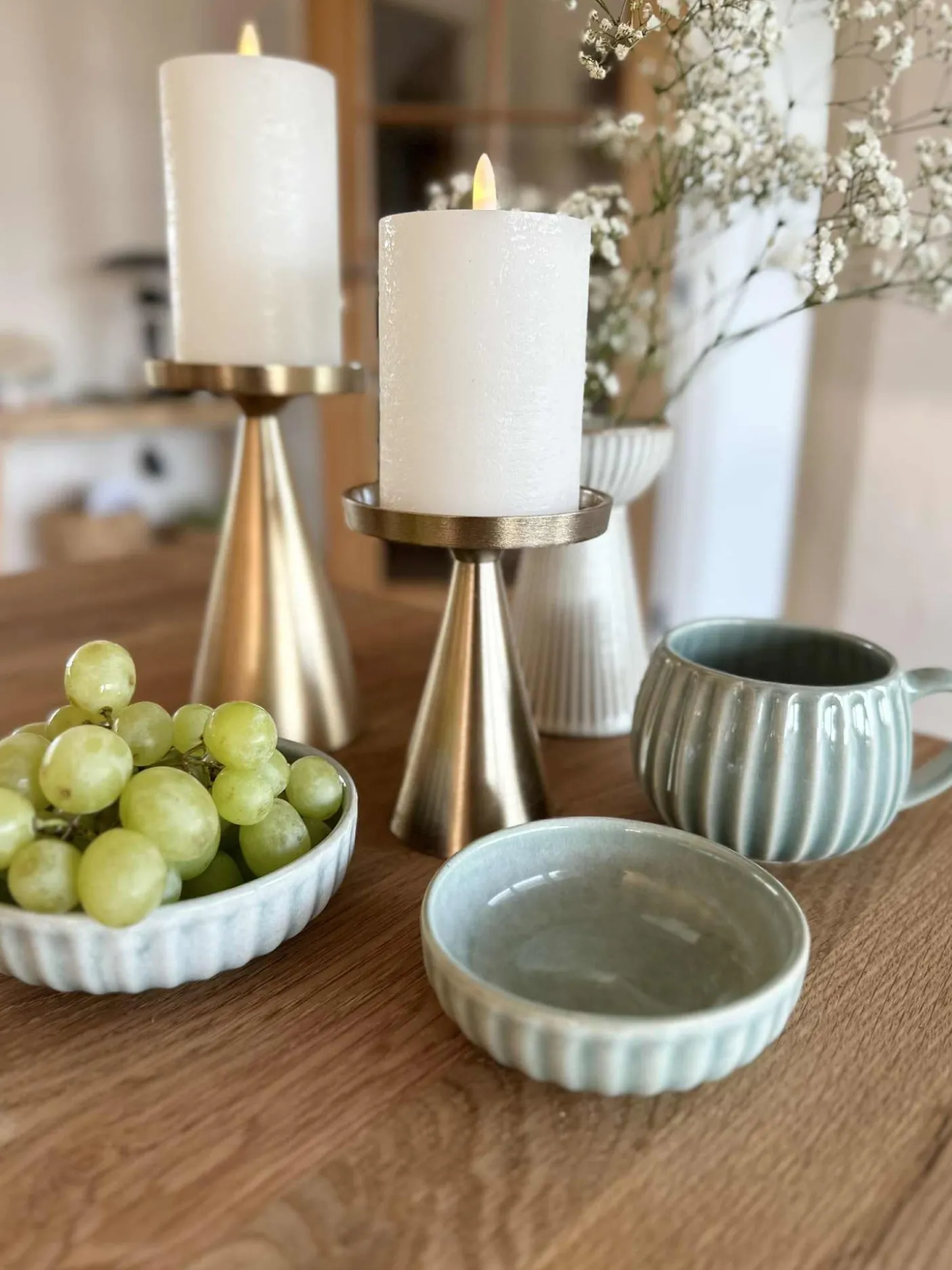 Skål VIGA strib stentøj - Mint flere størrelser