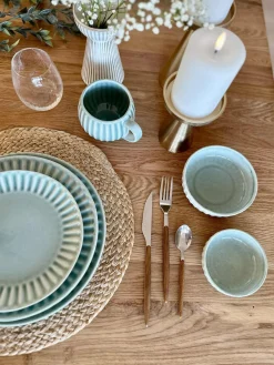 Skål VIGA strib stentøj - Mint flere størrelser