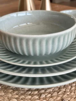 Skål VIGA strib stentøj - Mint flere størrelser