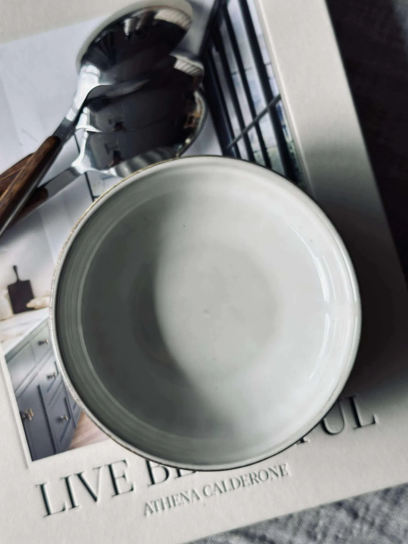 Skål VIGA strib stentøj - Sand flere størrelser