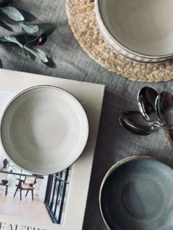 Skål VIGA strib stentøj - Sand flere størrelser