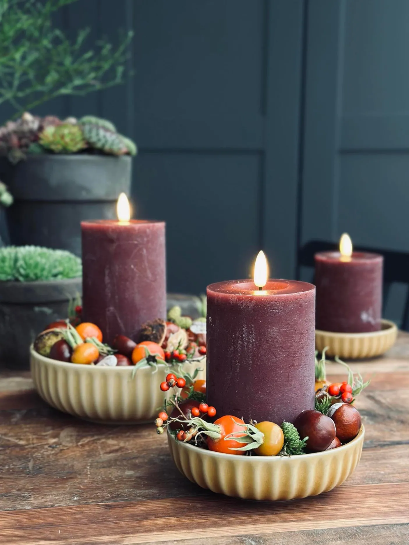 Skål VIGA strib stentøj - Sennep flere størrelser