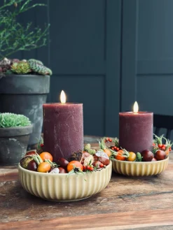 Skål VIGA strib stentøj - Sennep flere størrelser