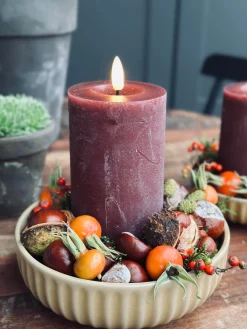 Skål VIGA strib stentøj - Sennep flere størrelser