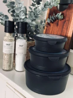 Skåle med låg - Sæt af 3 skåle - Sort