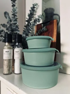 Skåle med låg - Sæt af 3 skåle Grøn